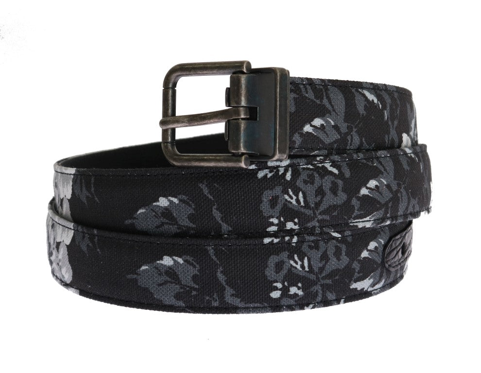 Dolce & Gabbana Cayman Leather and Linen Belt in Black