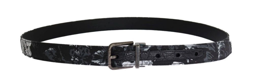 Dolce & Gabbana Cayman Leather and Linen Belt in Black