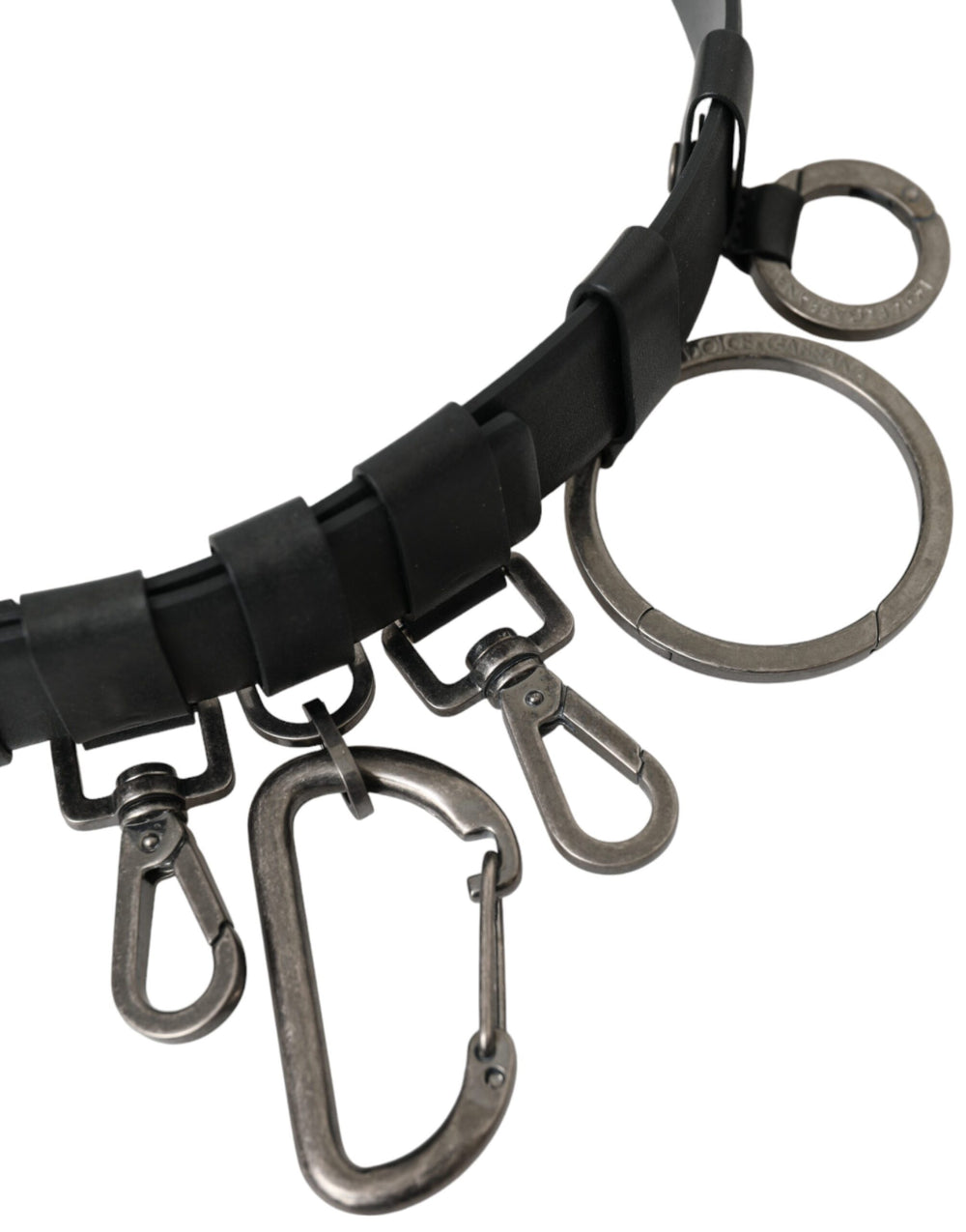 Dolce & Gabbana Calf Leather Belt with Silver Buckle in Black