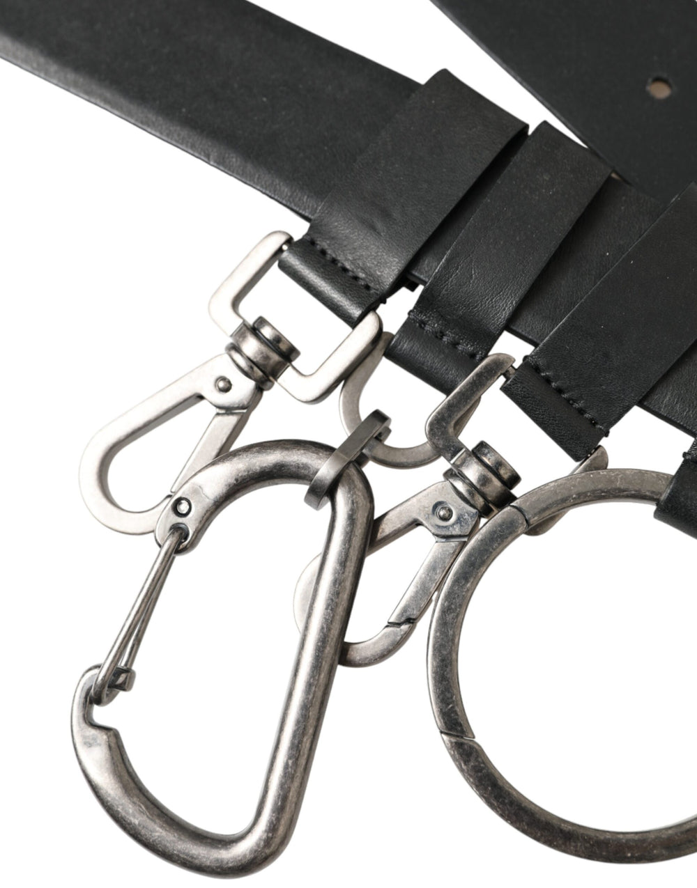 Dolce & Gabbana Calf Leather Belt with Silver Buckle in Black