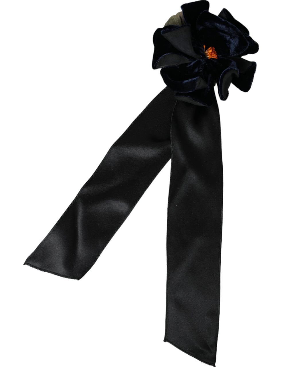 Black Silk Gold Brass Floral Hair Pin Brooch mens luxury fashion - Mens Edit