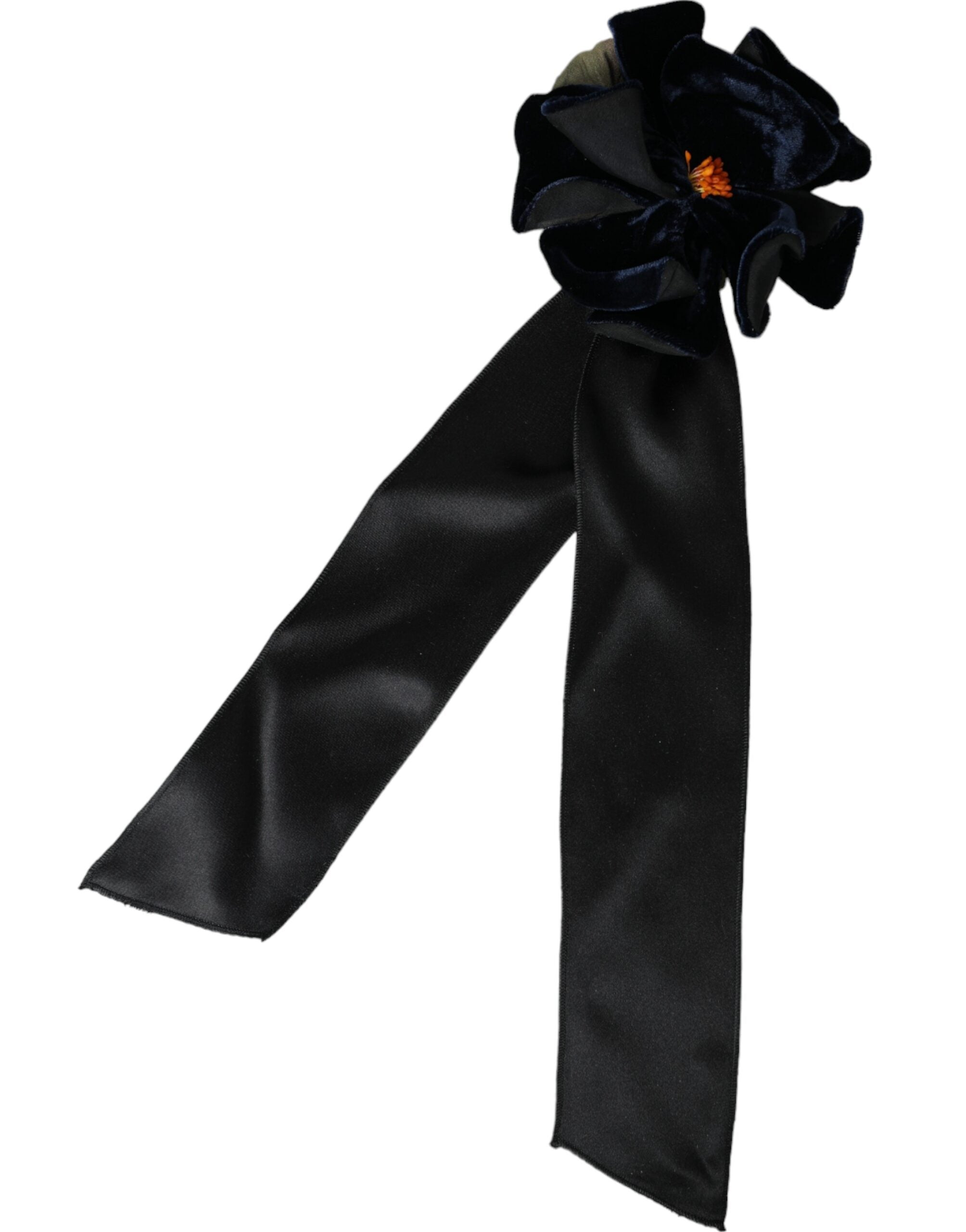 Black Silk Gold Brass Floral Hair Pin Brooch mens luxury fashion - Mens Edit