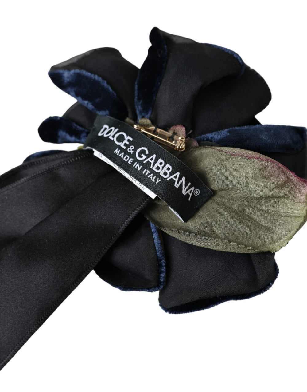 Dolce & Gabbana Silk Floral Hair Pin Brooch in Black