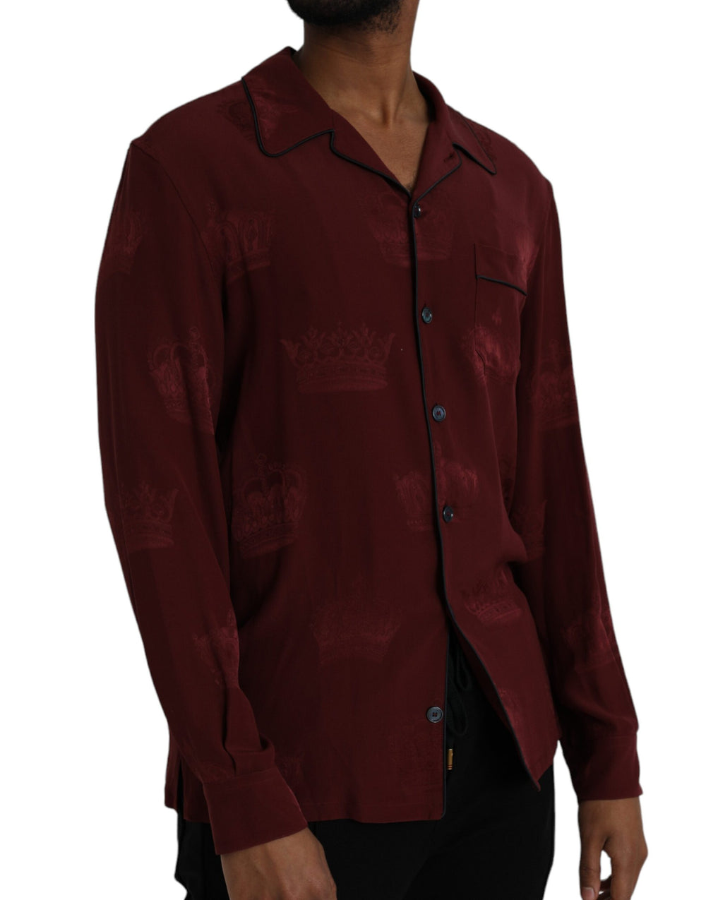 Dolce & Gabbana 100% Silk Long Sleeve Shirt in Maroon