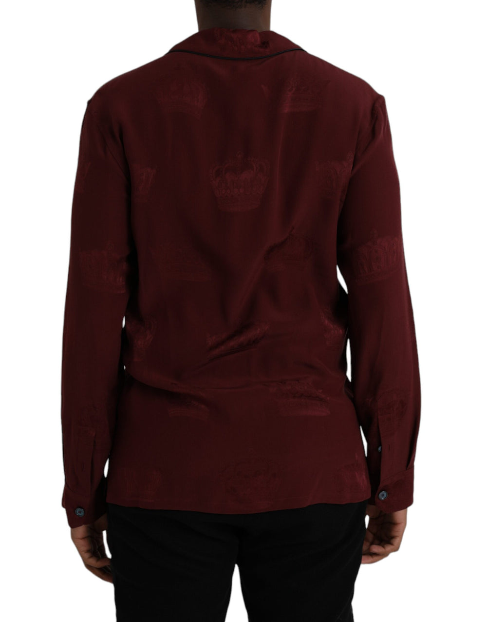 Dolce & Gabbana 100% Silk Long Sleeve Shirt in Maroon