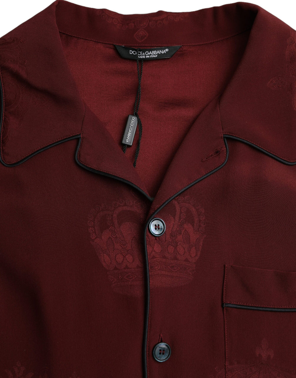 Dolce & Gabbana 100% Silk Long Sleeve Shirt in Maroon