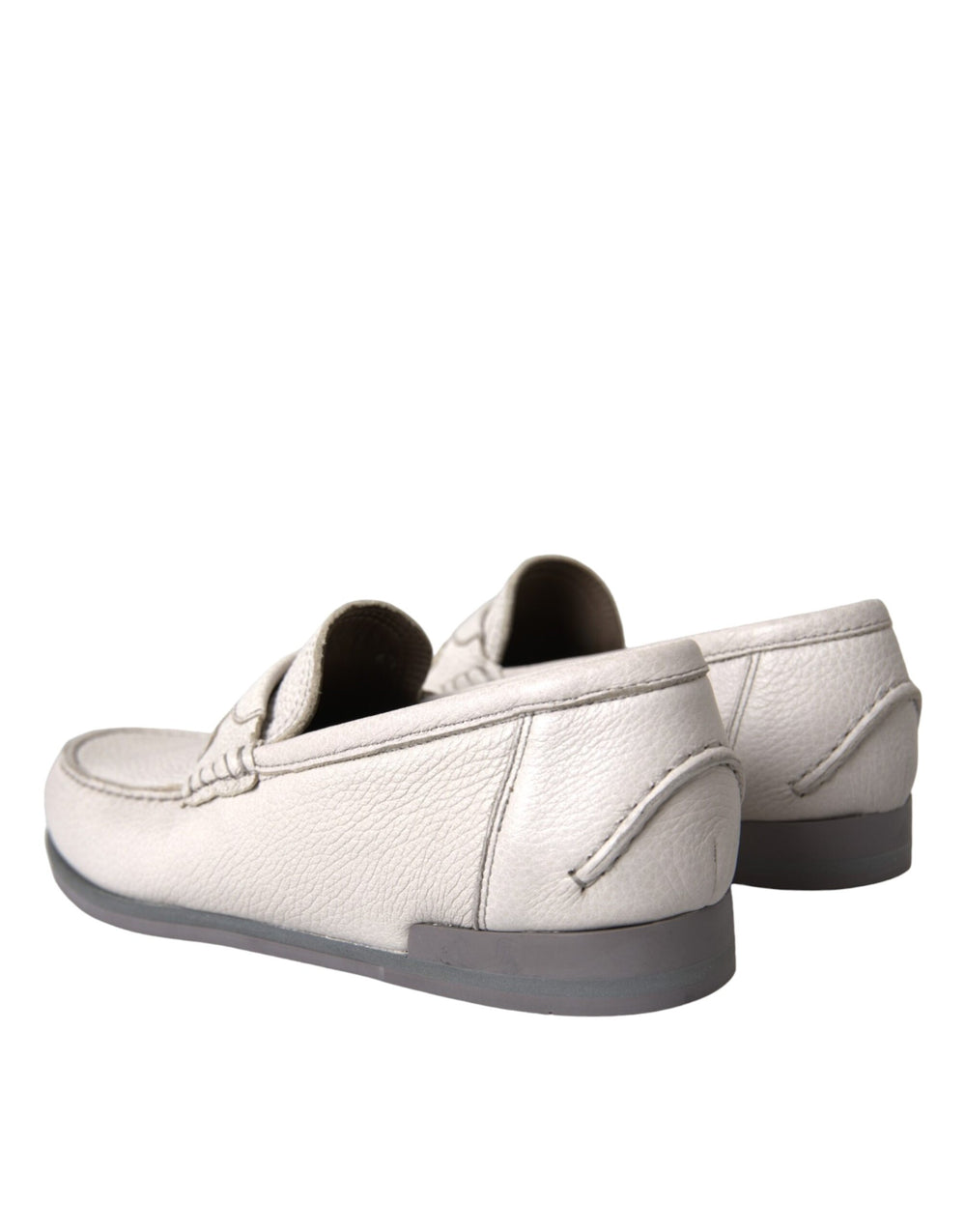 Dolce & Gabbana Leather Slip-On Loafers in White and Grey