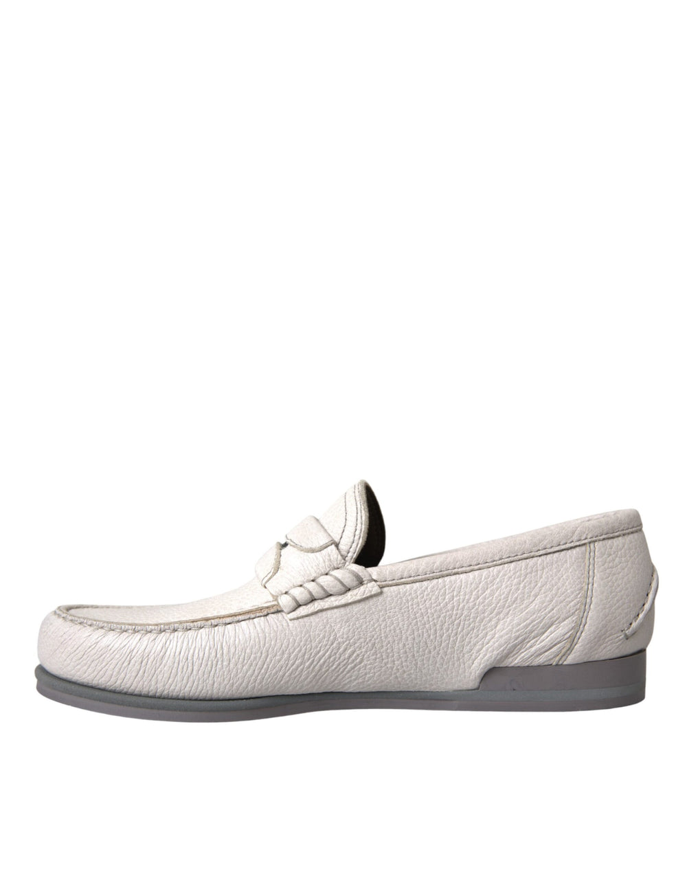 Dolce & Gabbana Leather Slip-On Loafers in White and Grey
