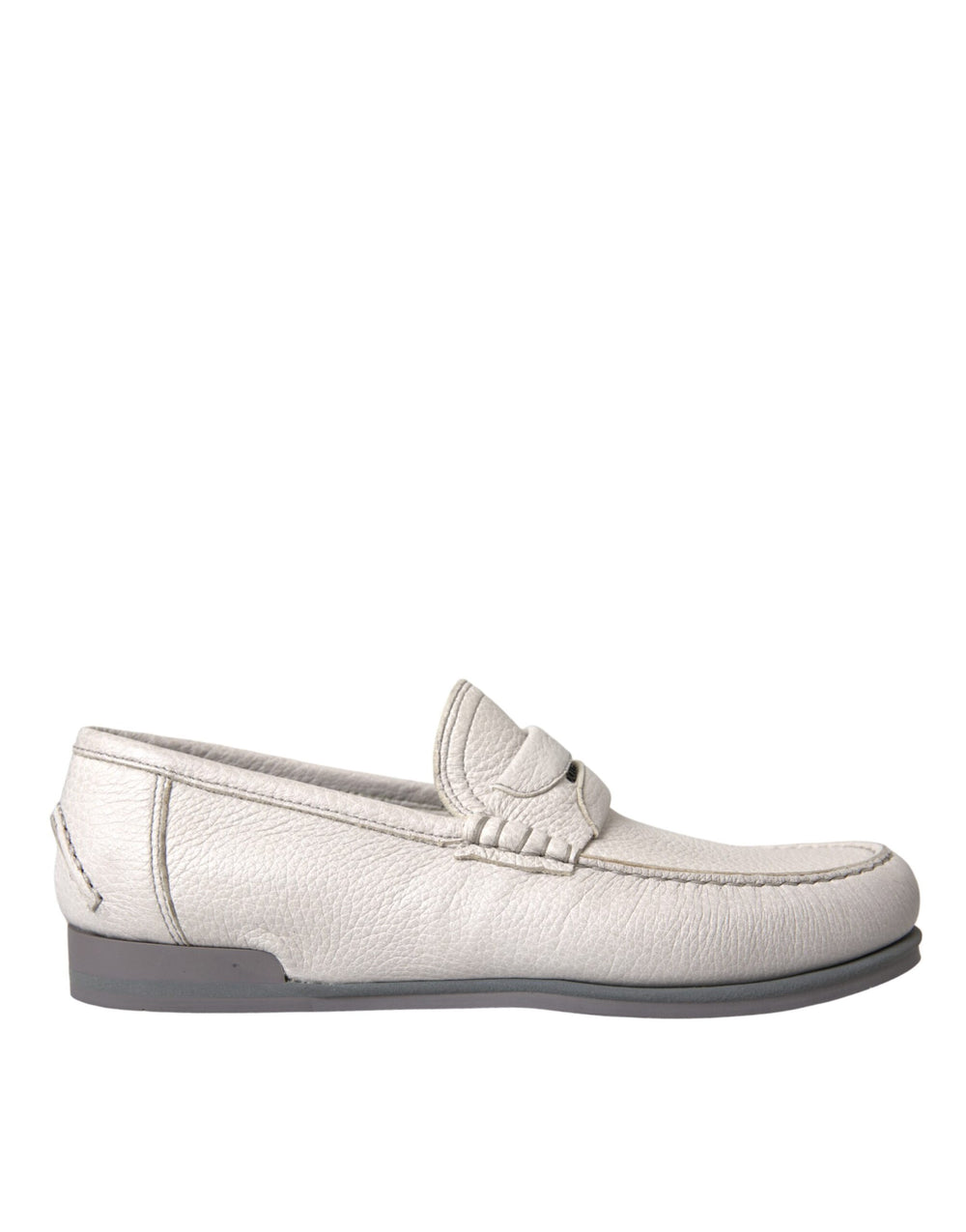 Dolce & Gabbana Leather Slip-On Loafers in White and Grey