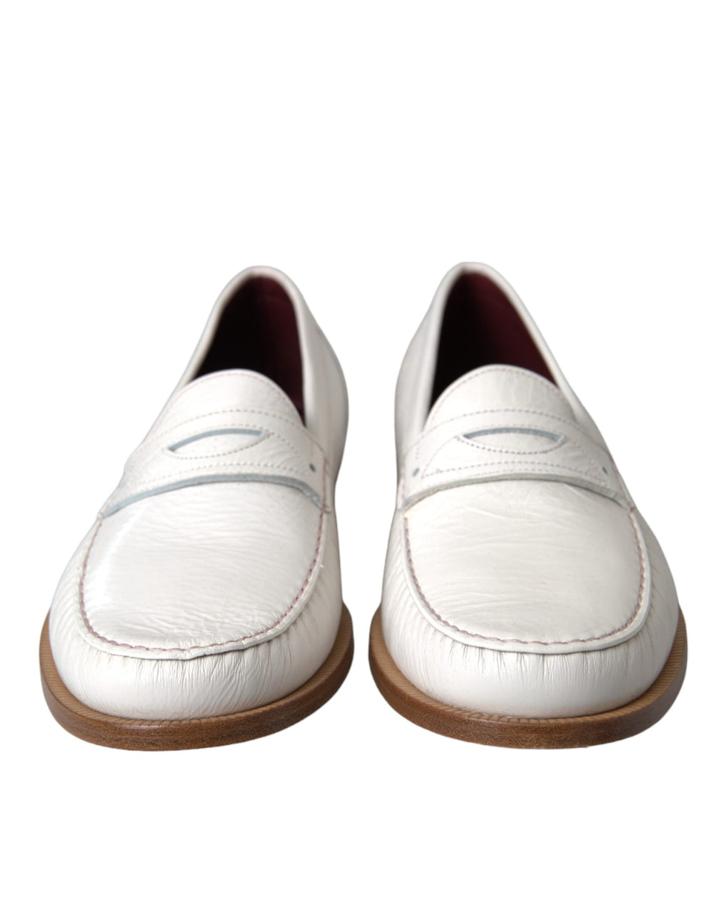Dolce & Gabbana Leather Slip-On Loafers in Off-White