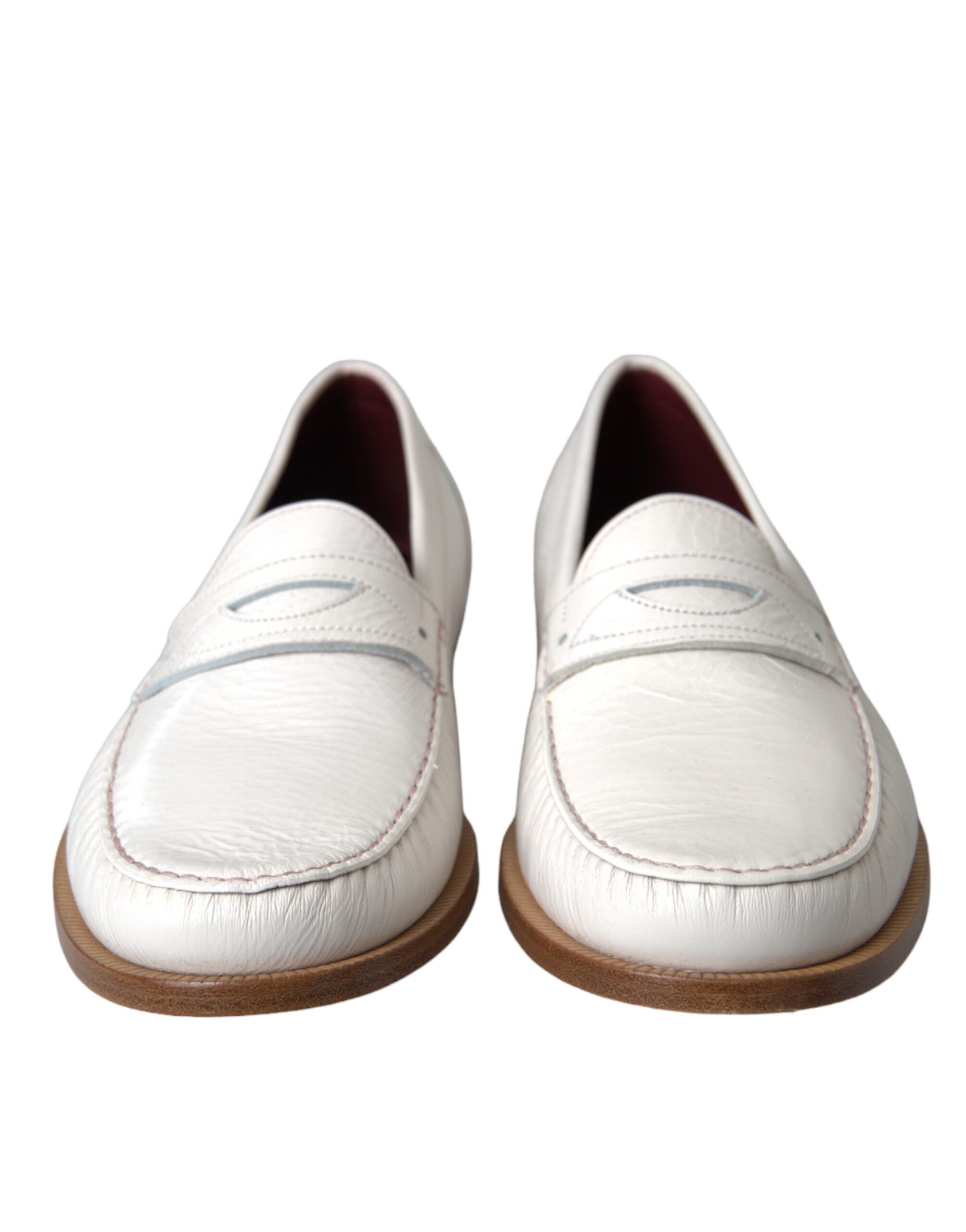 Dolce & Gabbana Δερμάτινα Slip-On Loafers σε Εκρού