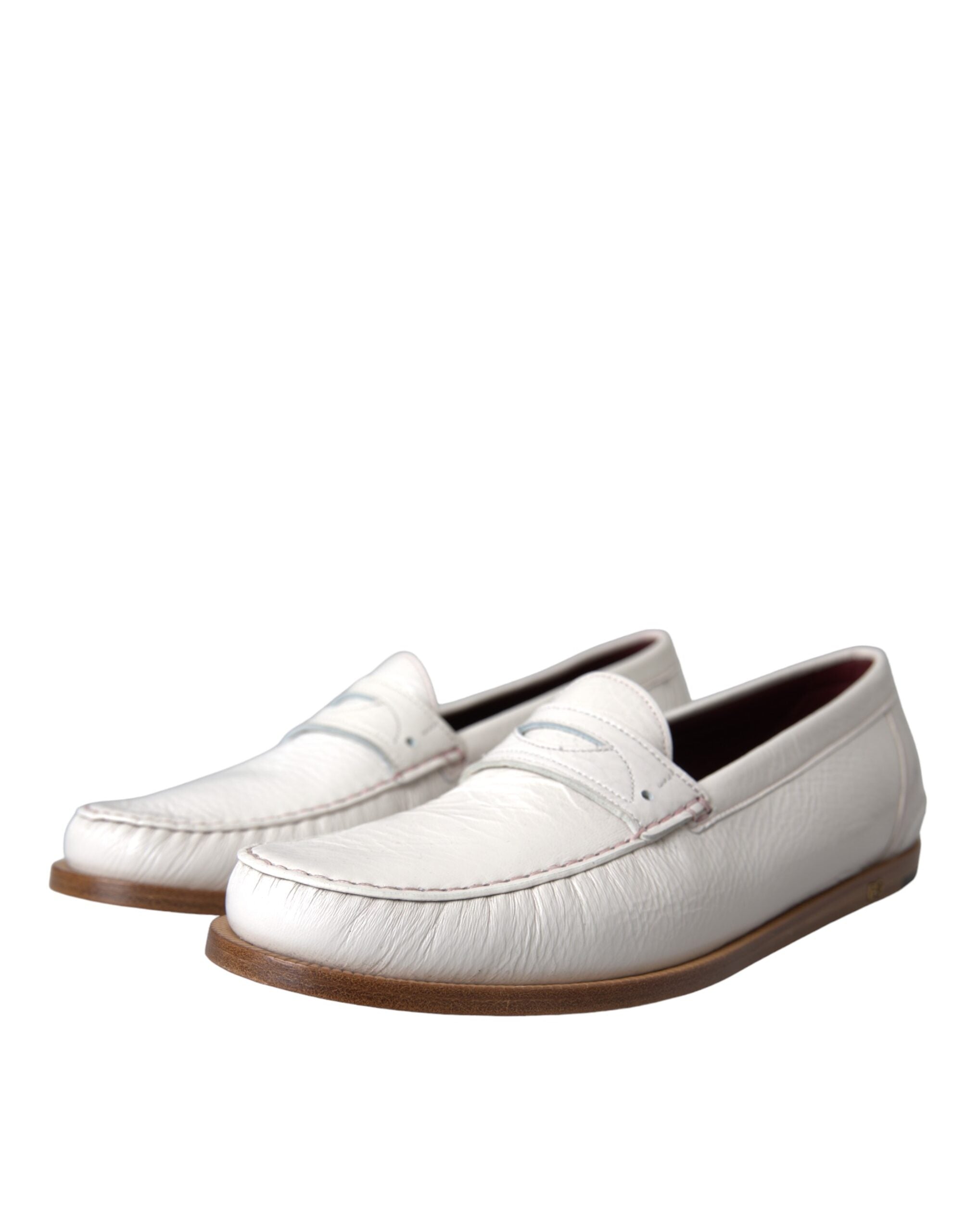 Dolce & Gabbana Δερμάτινα Slip-On Loafers σε Εκρού