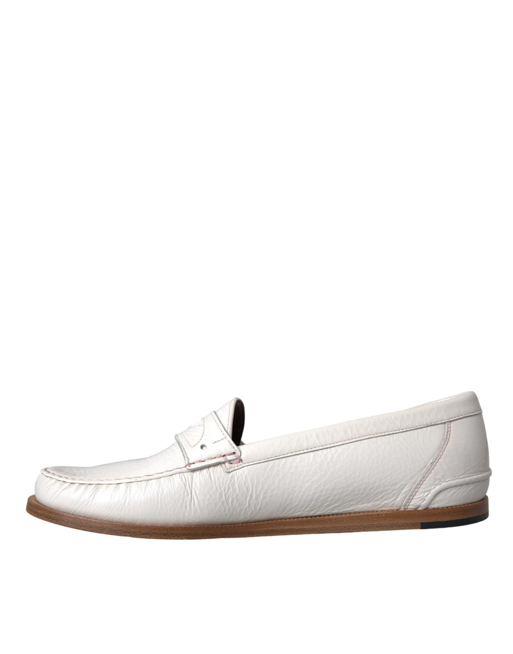 Dolce & Gabbana Leather Slip-On Loafers in Off-White