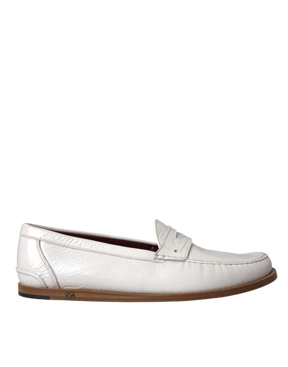 Dolce & Gabbana Leather Slip-On Loafers in Off-White