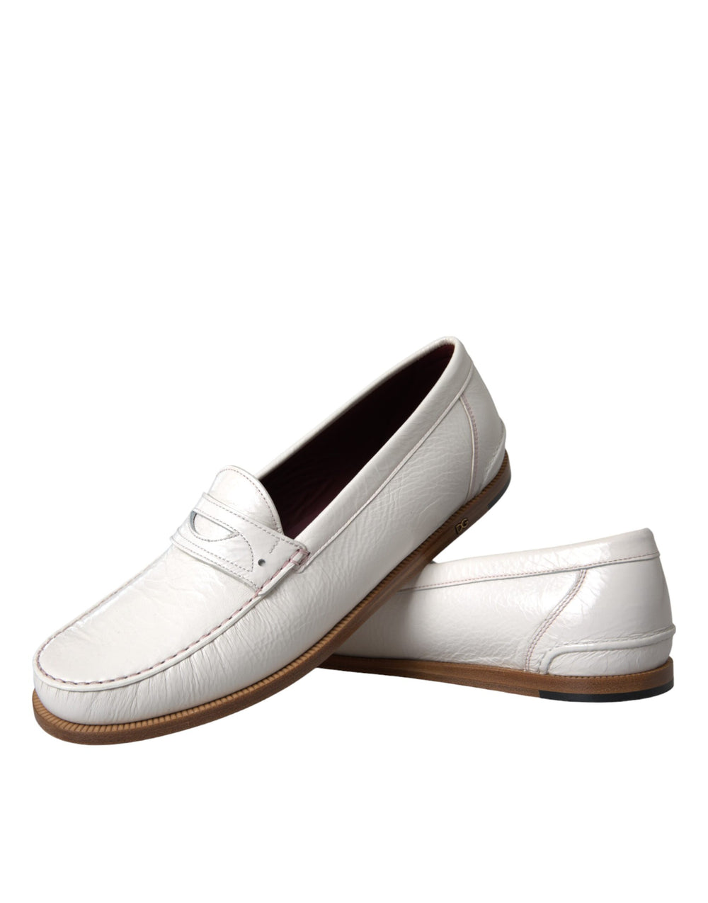Dolce & Gabbana Leather Slip-On Loafers in Off-White