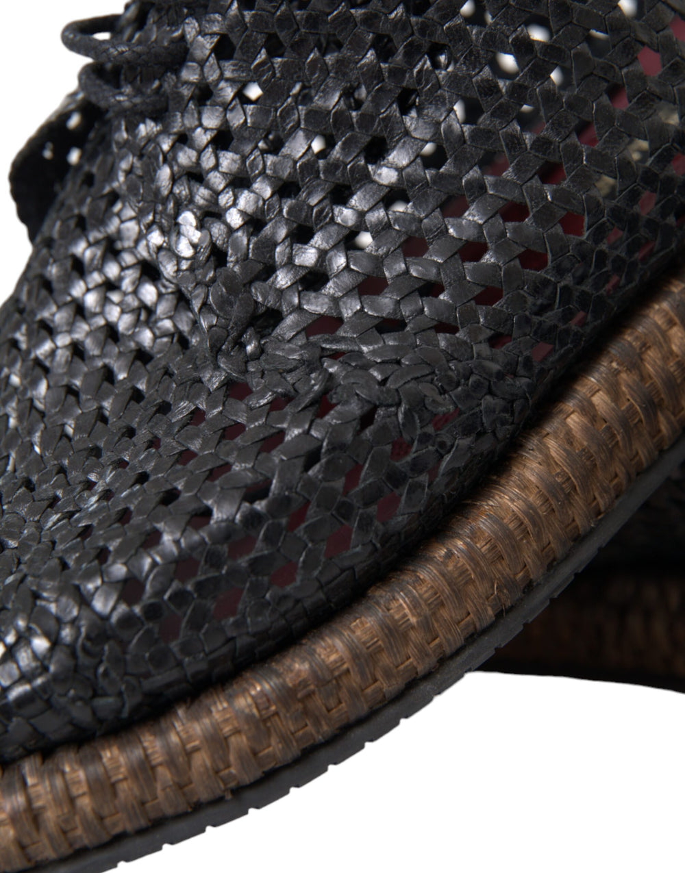 Dolce & Gabbana Goat Leather Woven Derby Shoes in Black