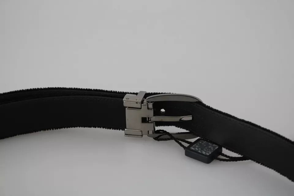 Black Velvet Silver Tone Metal Buckle Men Belt mens luxury fashion - Mens Edit