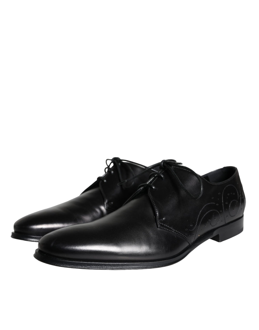 Dolce & Gabbana Calfskin Leather Derby Shoes in Black