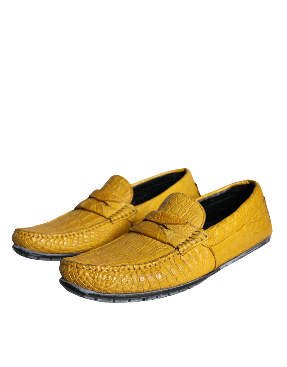 Dolce & Gabbana Caiman Leather Loafers in Yellow