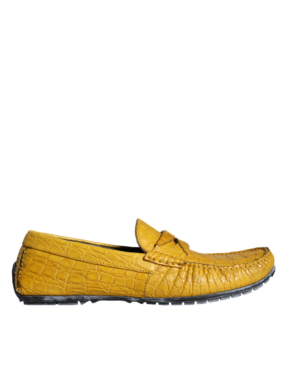 Dolce & Gabbana Caiman Leather Loafers in Yellow