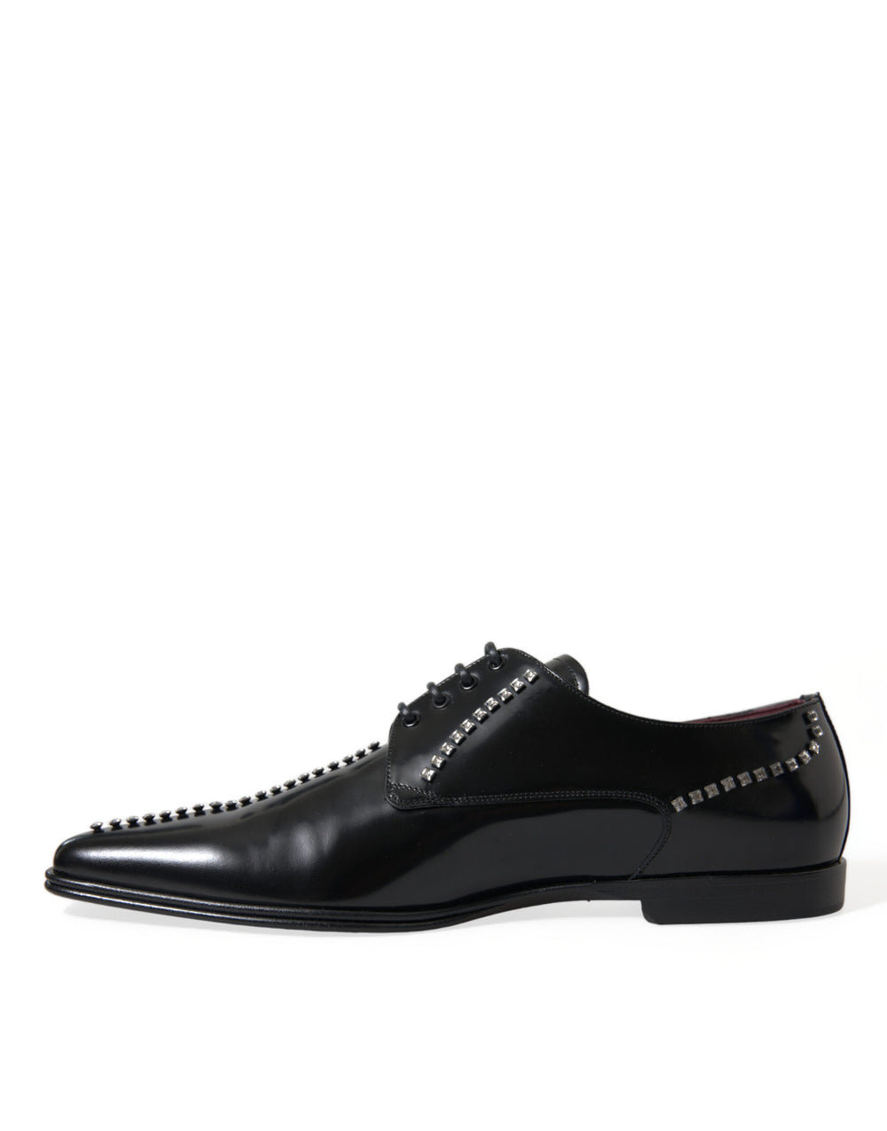 Dolce & Gabbana Leather Crystal Derby Shoes in Black