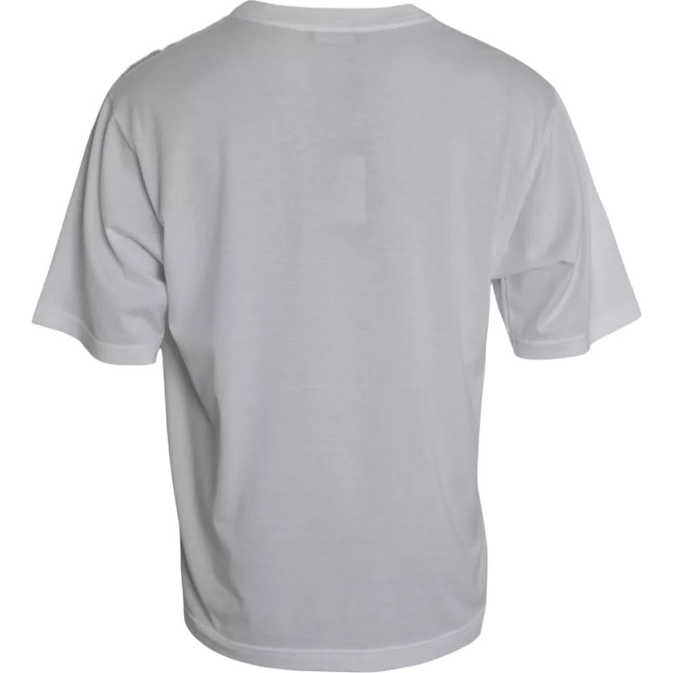 White Cotton Round Neck Short Sleeve T-shirt mens luxury fashion - Mens Edit