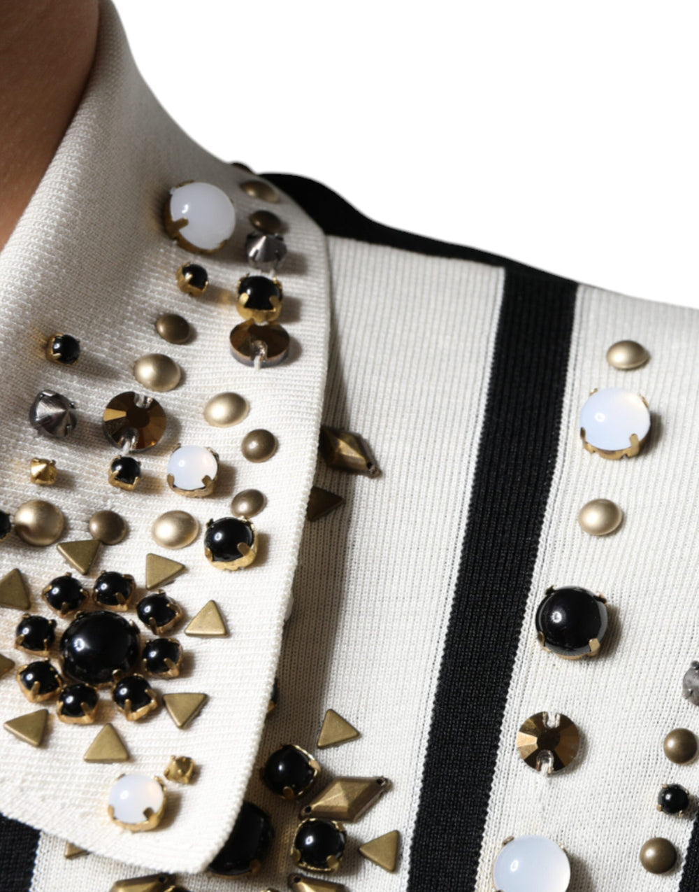 Dolce & Gabbana 100% Silk Studded Crystal Shirt in Black and White