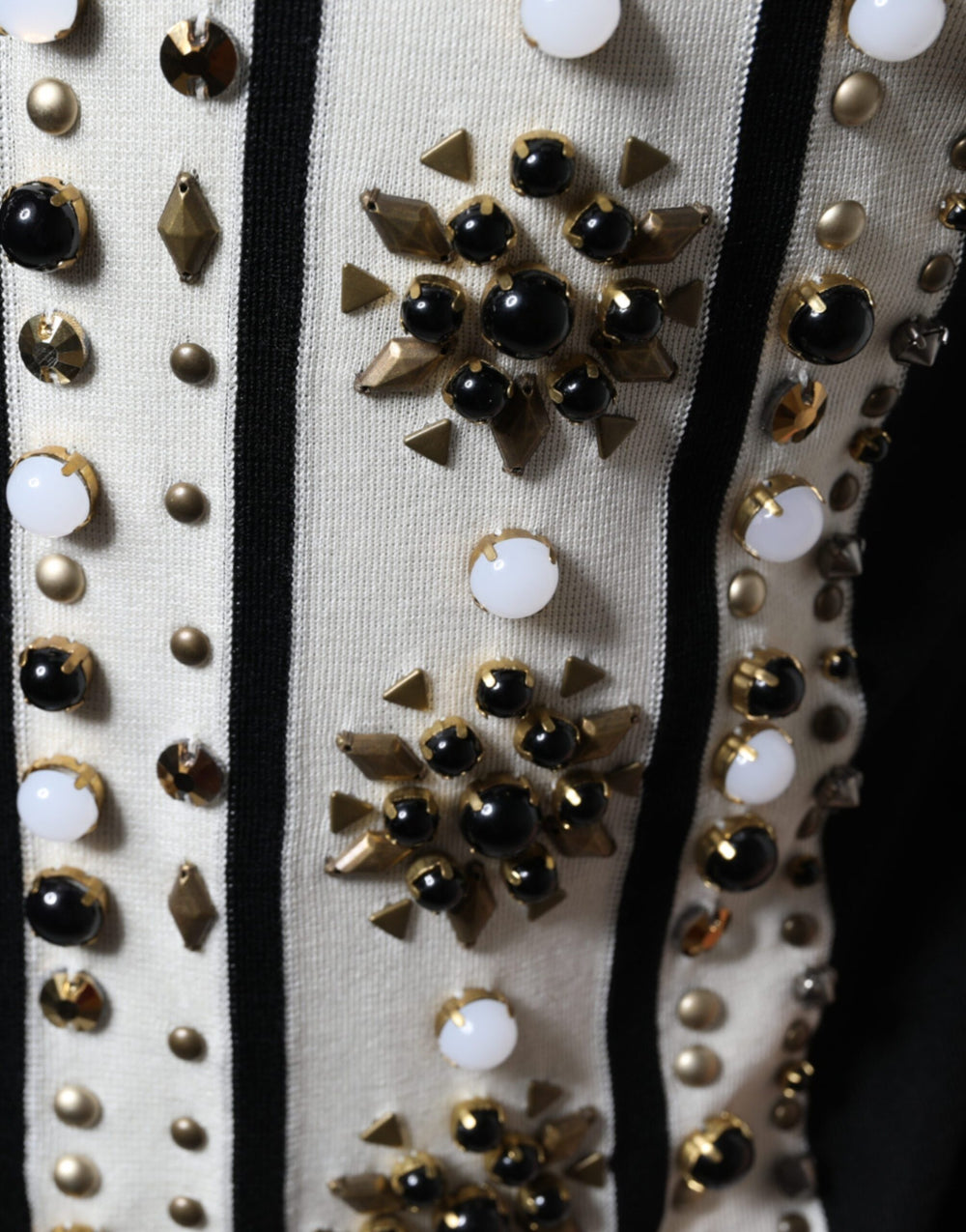 Dolce & Gabbana 100% Silk Studded Crystal Shirt in Black and White