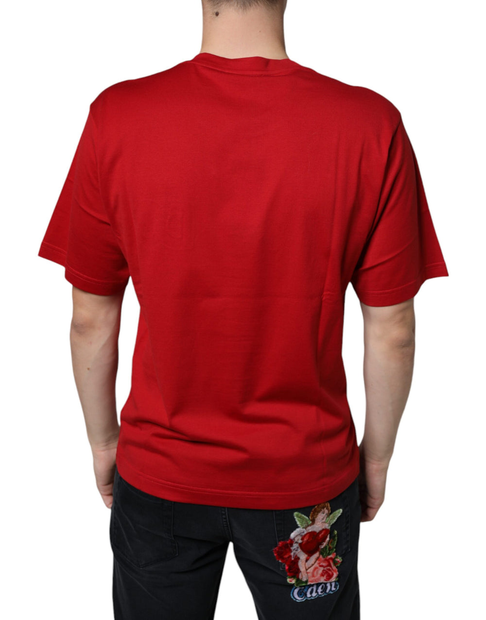 Dolce & Gabbana 100% Cotton Crew Neck T-Shirt in Red