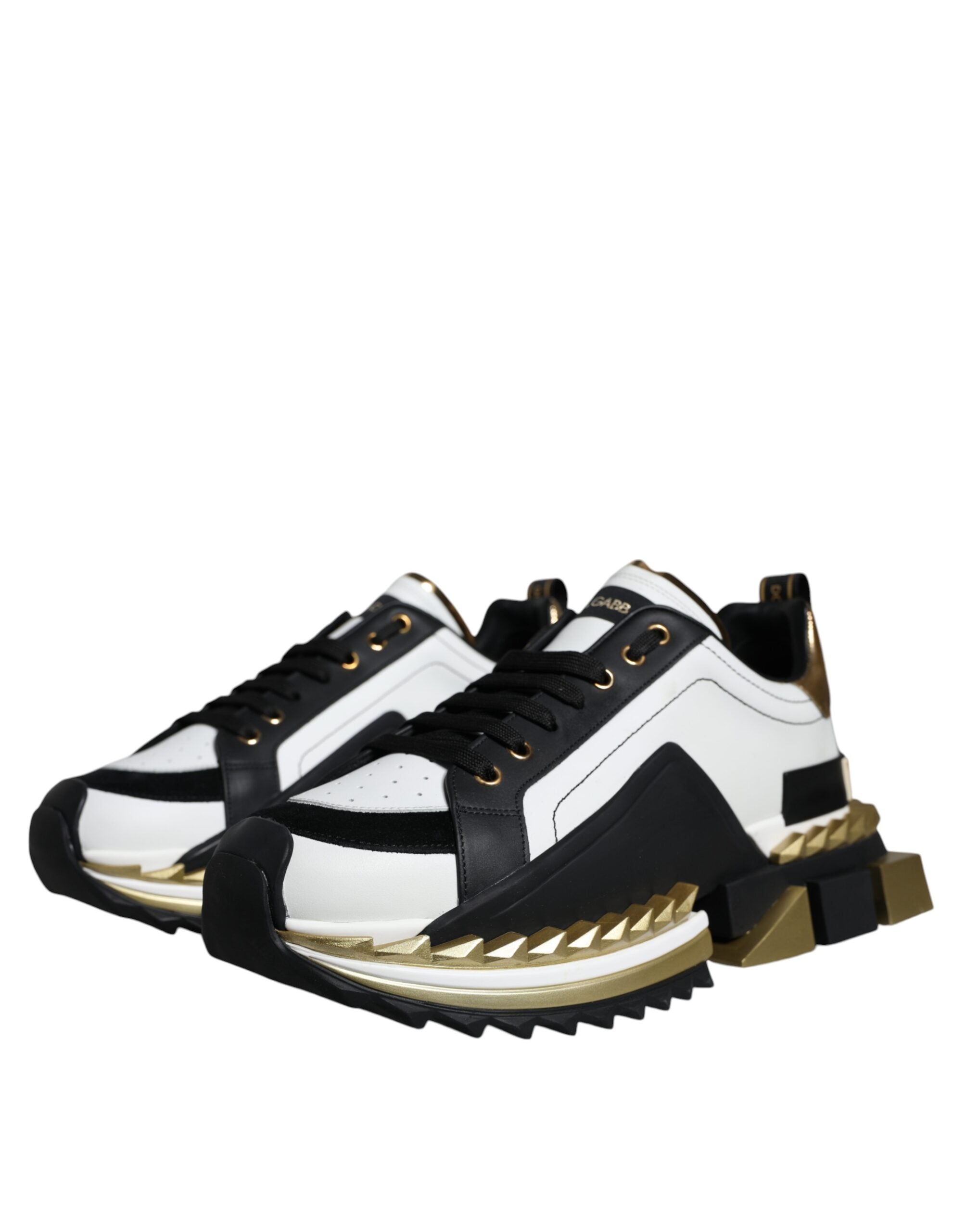 Dolce & Gabbana Δερμάτινα Sneakers Super King σε Λευκό, Χρυσό και Μαύρο