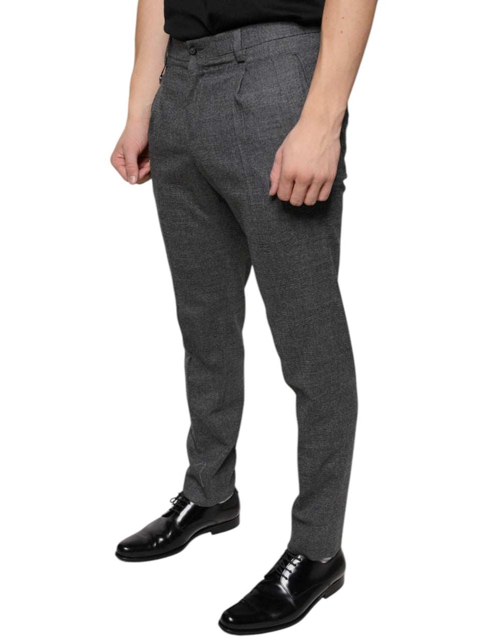 Dolce & Gabbana Virgin Wool Skinny Pants in Grey Check Tartan
