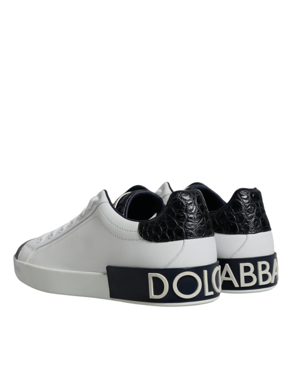 Dolce & Gabbana Portofino Leather Sneakers in Black and White