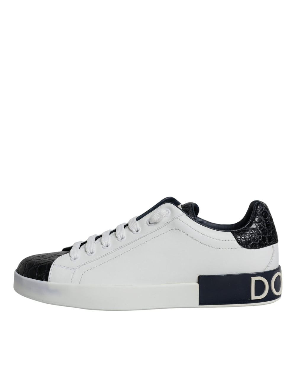 Dolce & Gabbana Portofino Leather Sneakers in Black and White