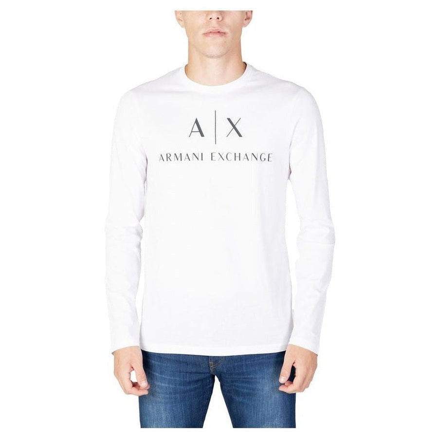 Armani Exchange White Cotton Men's Long Sleeve Logo T-Shirt - Designer | Mens Edit