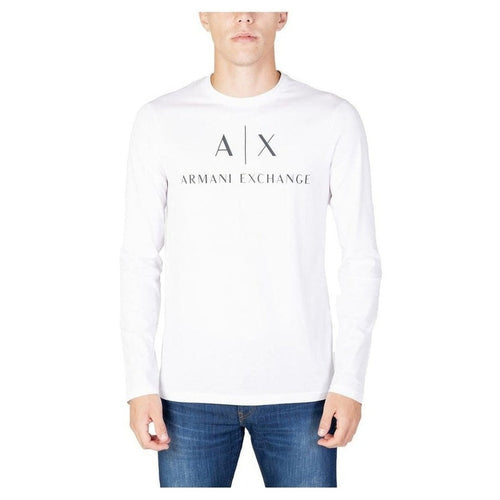Armani Exchange White Cotton Men's Long Sleeve Logo T-Shirt - Designer | Mens Edit