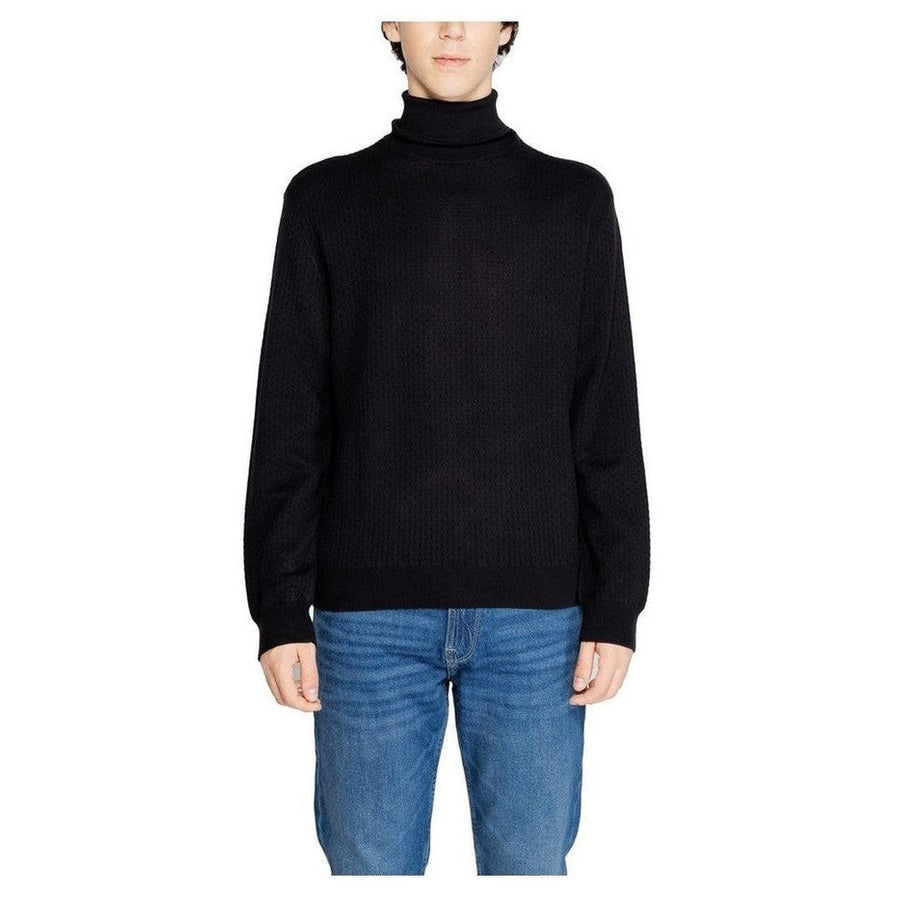 Armani Exchange Black Cotton Men's Turtleneck - Designer | Mens Edit