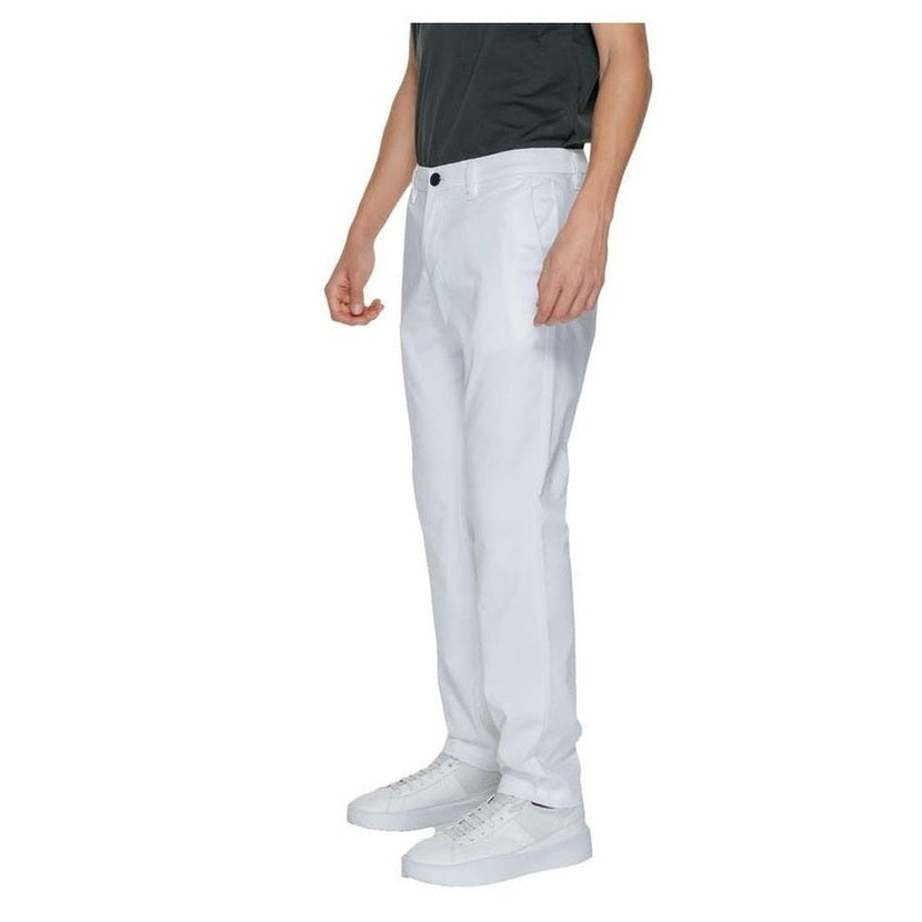 Armani Exchange Cotton-Blend Casual Trousers in White