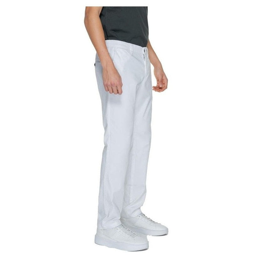 Armani Exchange Cotton-Blend Casual Trousers in White