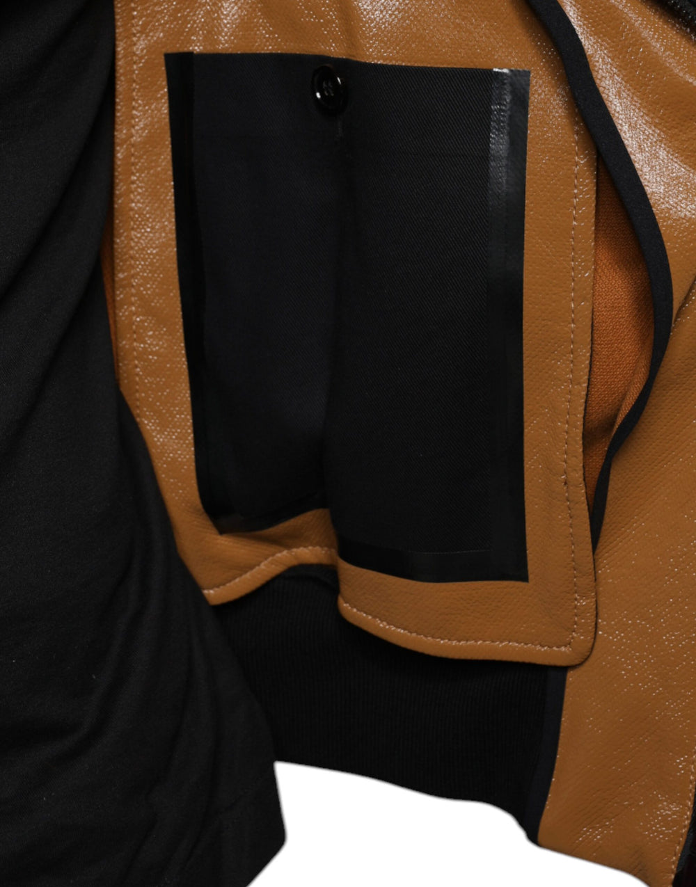 Dolce & Gabbana Leather Bomber Jacket in Brown