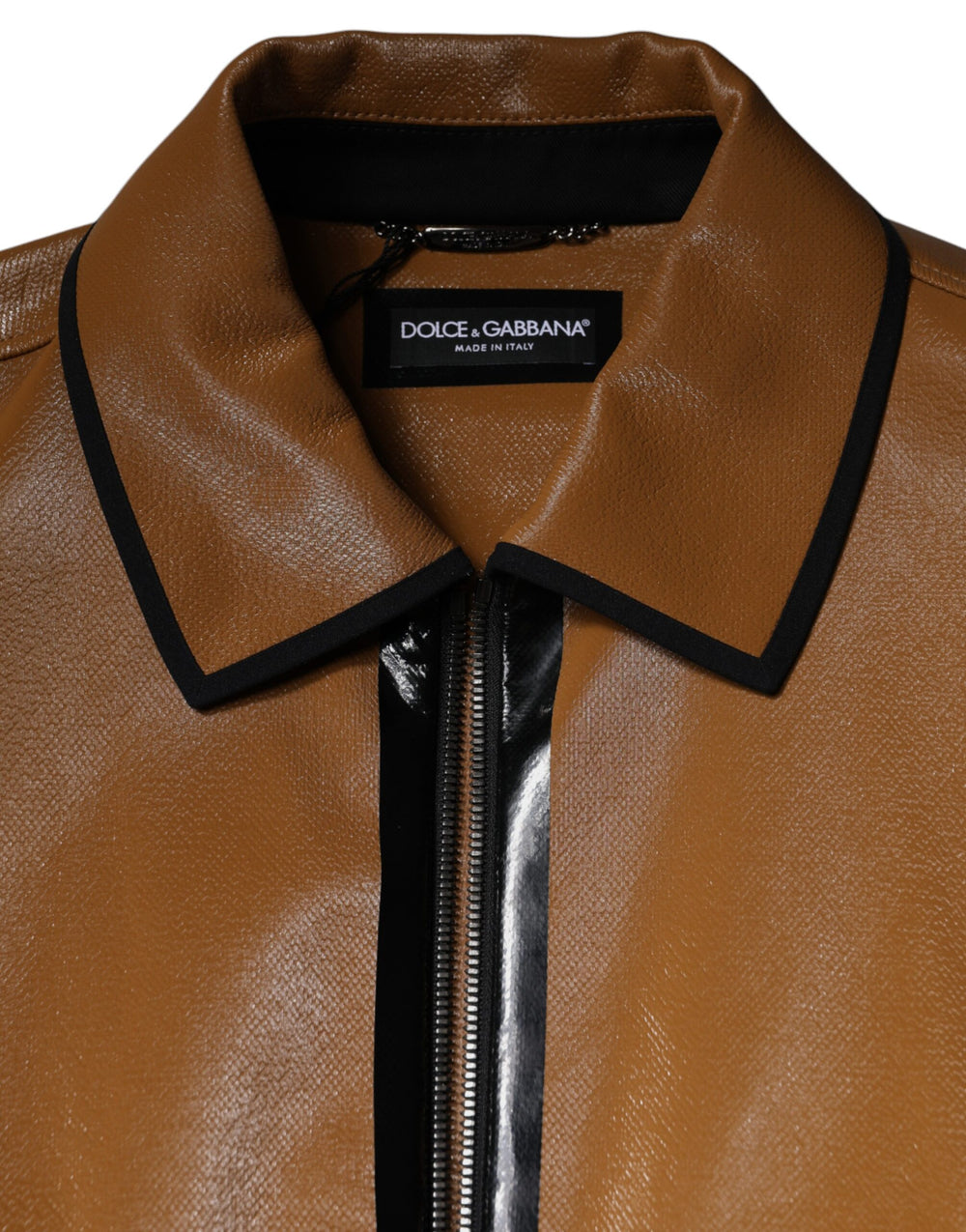 Dolce & Gabbana Leather Bomber Jacket in Brown