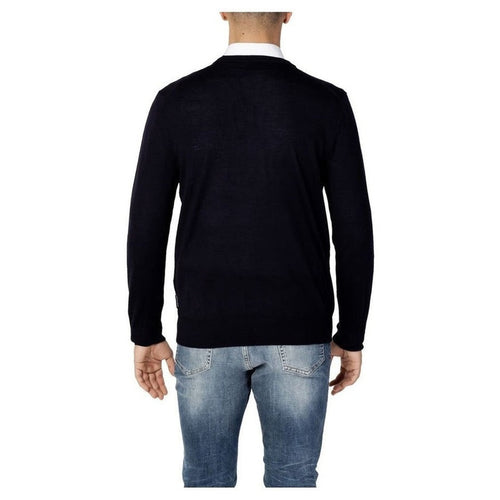 Armani Exchange Πλεκτό V-Neck από μαλλί σε Μπλε