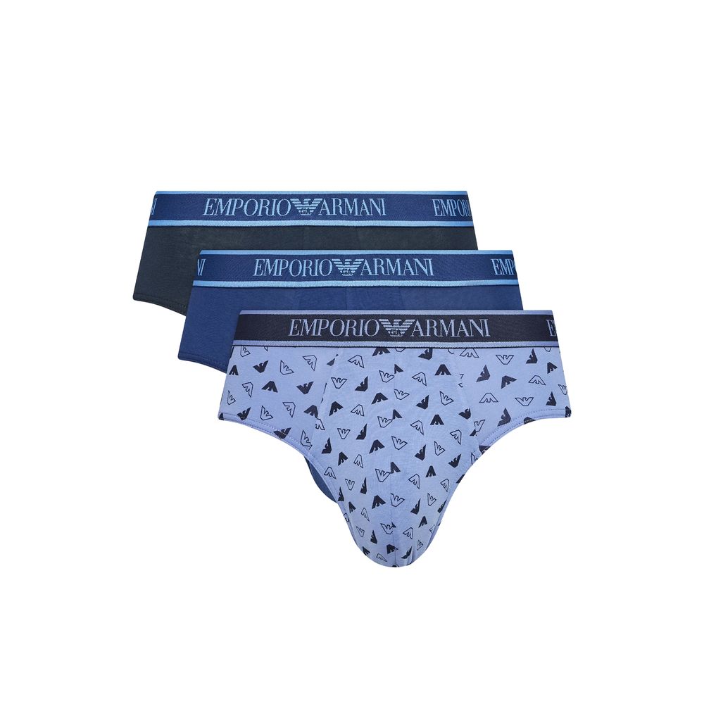 Emporio Armani Underwear Cotton Briefs (3-Pack) in Blue