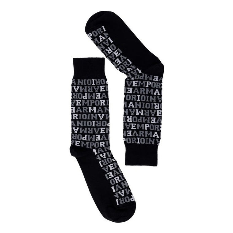 Emporio Armani Underwear Cotton Blend Socks Two-Pack in Black