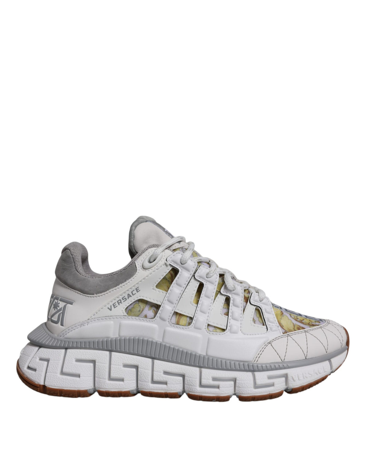 Versace Trigreca Barocco Print Low-Top Sneakers in White