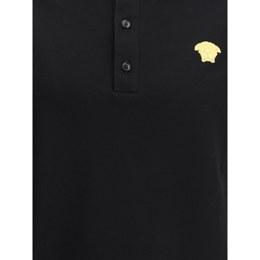 Versace Βαμβακερό Polo σε Μαύρο