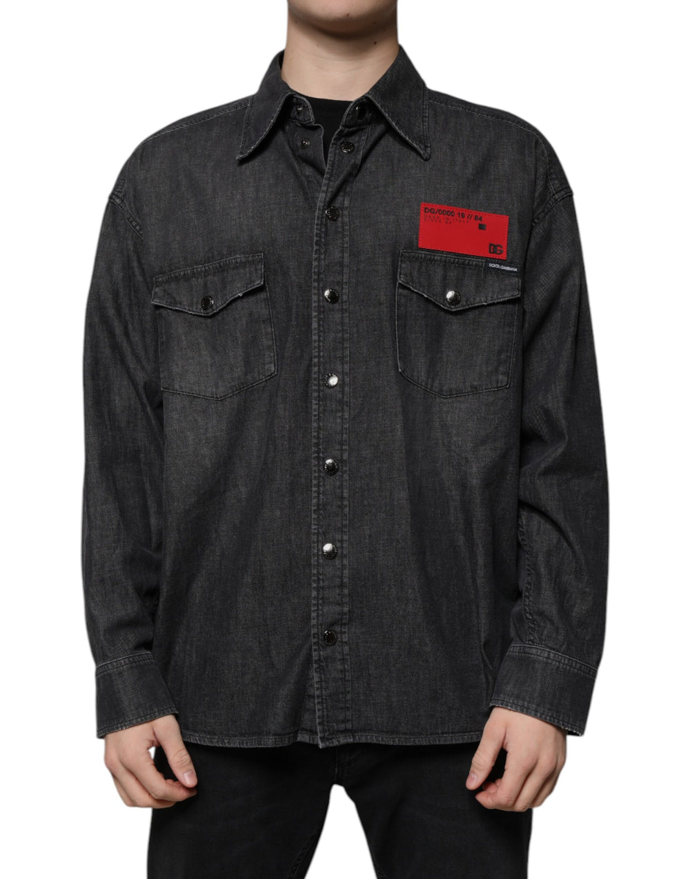 Dolce & Gabbana 100% Cotton Button-Down Shirt in Black