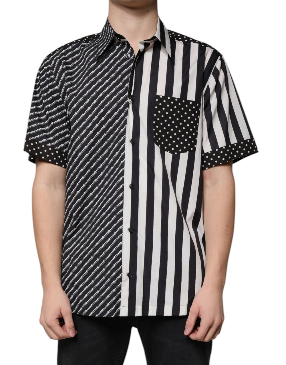 Dolce & Gabbana 100% Cotton Striped Shirt in Black and White