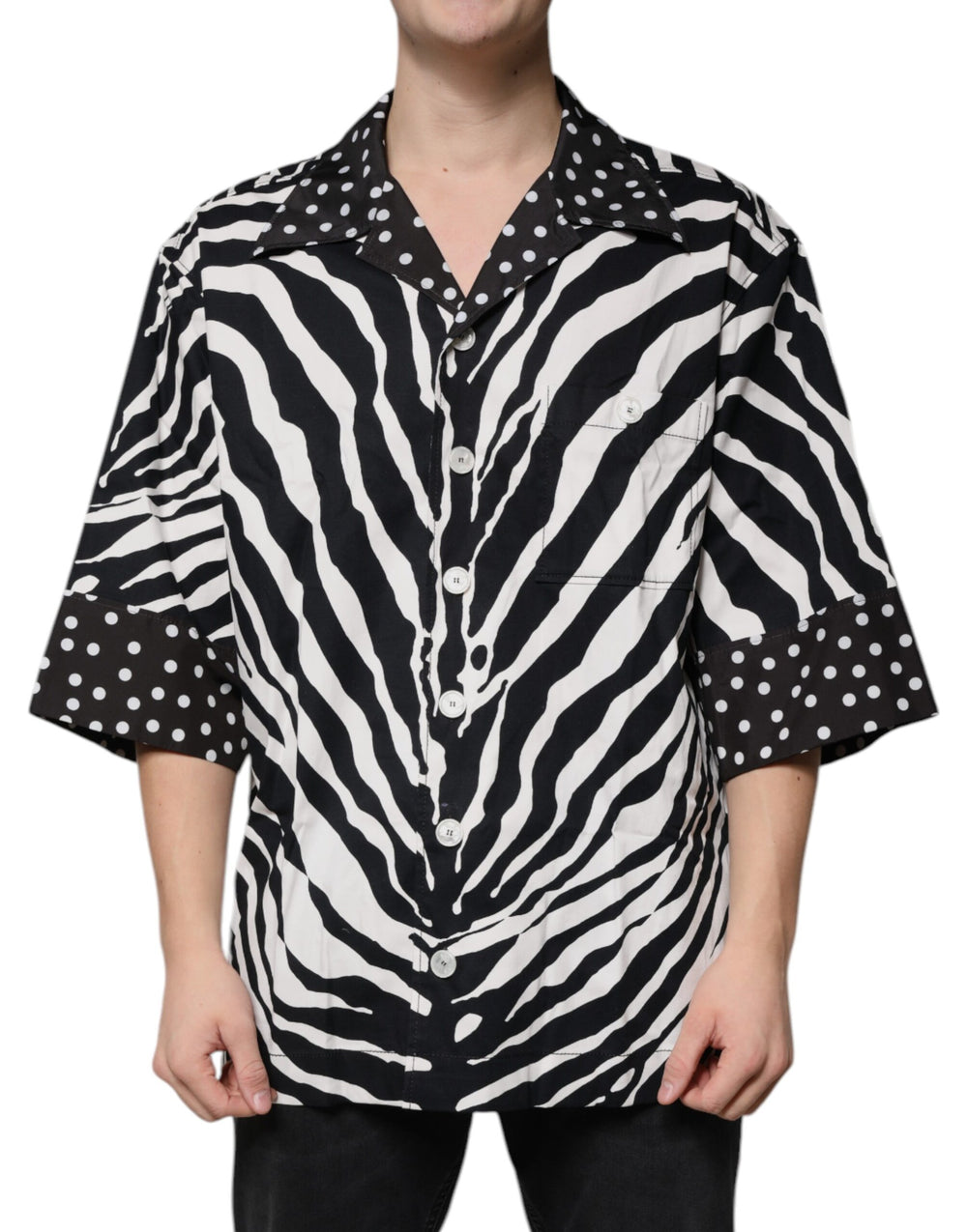 Black White Zebra Button Down Oversize Shirt mens luxury fashion - Mens Edit