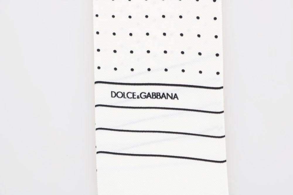 Dolce & Gabbana 100% Silk Skinny Scarf in White