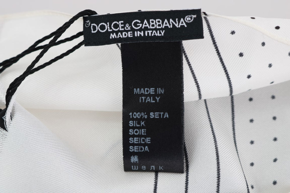 Dolce & Gabbana 100% Silk Skinny Scarf in White